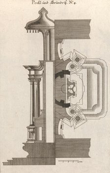 Floorplan and Side View of an Altar, Plate d (2) from 'Unterschiedliche Neu..., Printed ca. 1750-56. Creator: Georg Gottfried Winckler.