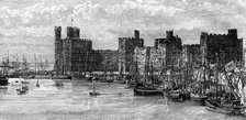 Caernarfon Castle, Gwynedd, Wales, 19th century.Artist: Benoist