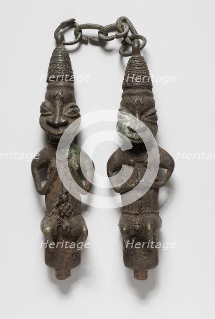 Pair of Figure Staffs (Edan Ogboni), possibly 1800s. Creator: Unknown.