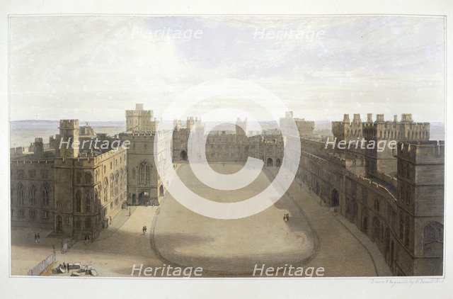 'Looking onto the Quadrangle at Windsor', c1825-1830. Artist: William Daniell