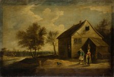 Landscape with Peasants in Front of their Farm, 17th century. Creator: Workshop of David Teniers the Younger.