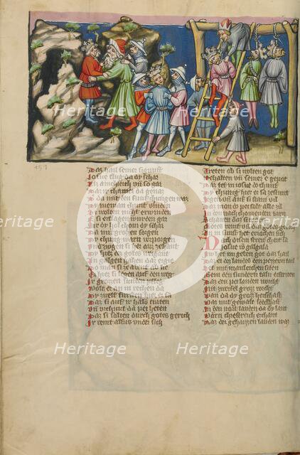The Hanging of the Five Kings; Weltchronik, about 1400-1410. Creator: Unknown.
