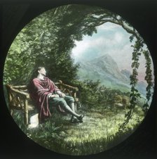 'Christian rests in the arbour and loses his scroll', c1910.  Creator: Unknown.