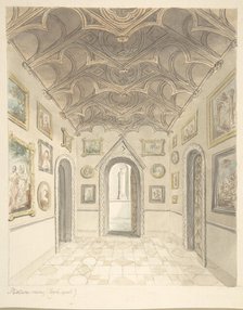 Lea Castle, Worcestershire, Picture Room, Looking West, ca. 1816. Creator: Attributed to John Carter.