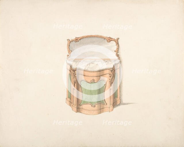 Design for a Dressing Cabinet with Marble Top and Mirror, early 19th century. Creator: Anon.