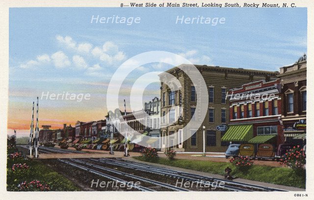 West side of Main Street, looking south, Rocky Mount, North Carolina, USA, 1940. Artist: Unknown