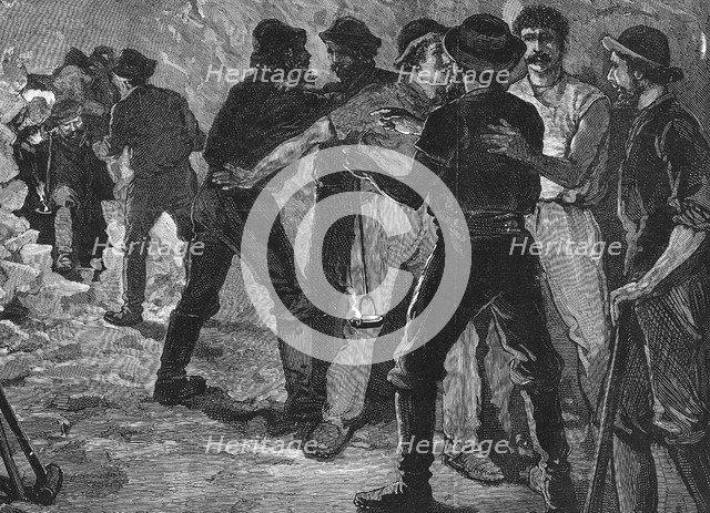 Completion of the St Gotthard Tunnel beneath the Alps, 1880. Artist: Unknown