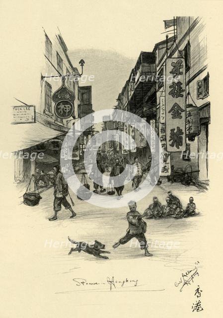 Street in Hong Kong, 1898.  Creator: Christian Wilhelm Allers.