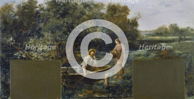 Esquisse pour la mairie de Nogent-sur-Marne : Idylle au bord de l'eau, 1889. Creator: Francois Lafon.