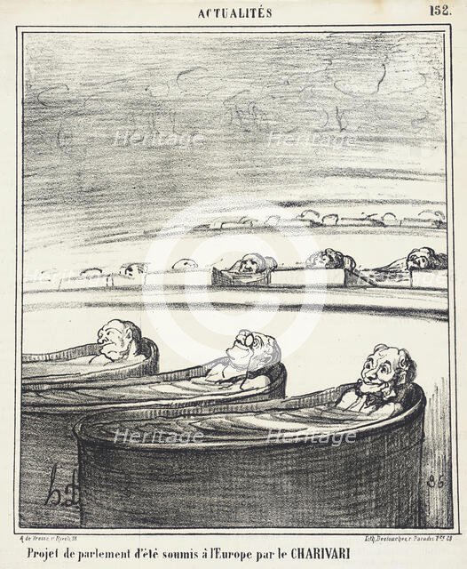 Project de Parlement d'été soumis à l'Europe par le CHARIVARI..., 1868. Creator: Honore Daumier.