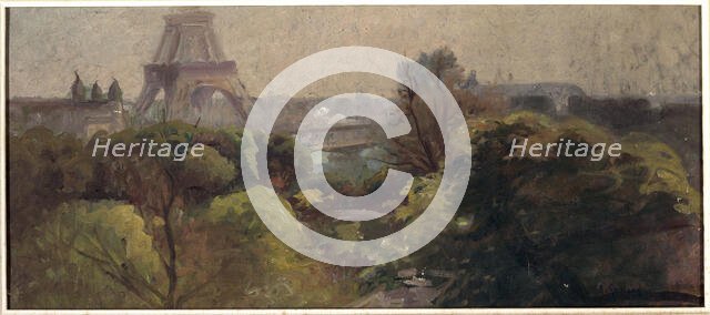 Eiffel Tower, seen from the Delessert garden, 1903. Creator: Adolphe-Ernest Gumery.