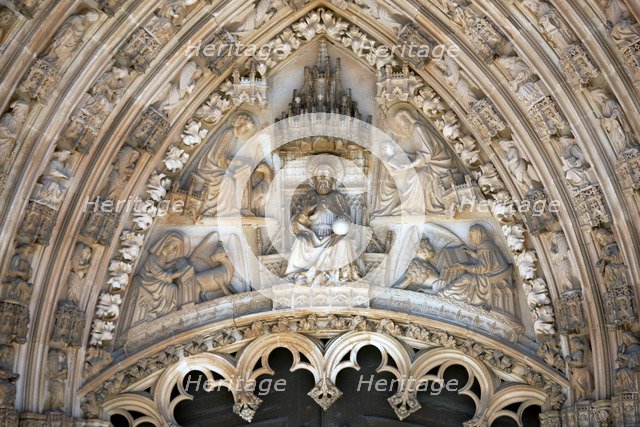 Detail of main portal with tympanum and archivolt, Monastery of Batalha, Batalha, Portugal, 2009. Artist: Samuel Magal
