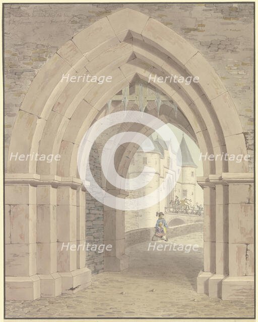 Friedberg, view of the castle through the lake gate, 1826. Creator: Friedrich Maximilian Hessemer.