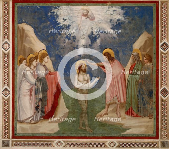 Baptism of Christ (From the cycles of The Life of Christ), 1304-1306. Creator: Giotto di Bondone (1266-1377).