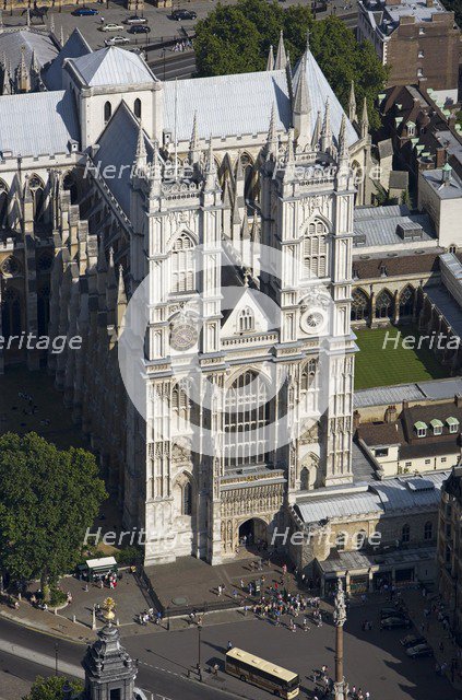 Aerial view of the west elevation of Westminster Abbey, London, 2006. Artist: Historic England Staff Photographer.