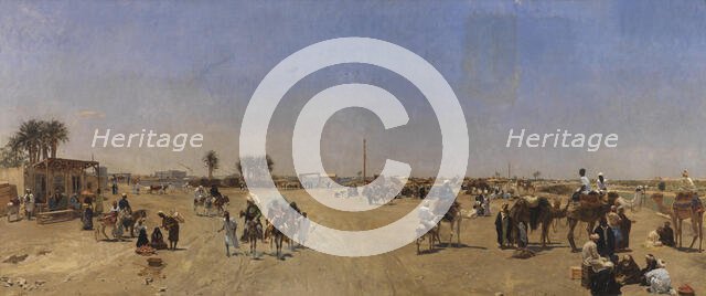 Cairo Seen from the Kasr-el-Nil Bridge, 1881. Creator: Emile Charles Wauters.