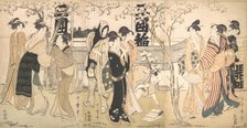 Display of Treasures at Mimeguri Shrine (Mimeguri jinja no onkaicho), 1799. Creator: Kitagawa Utamaro.