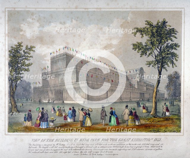 'View of the building in Hyde Park for the Great Exhibition, 1851', 1851.                            Artist: Anon