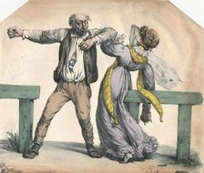 Man attacking a woman, 1855. Creator: Unknown.