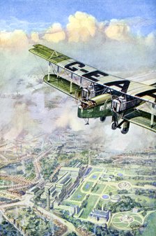 An aeroplane over London, 1926.Artist: GH Davis