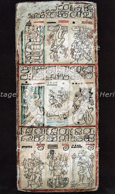 Page from the Dresden Codex, Maya manuscript. Artist: Unknown