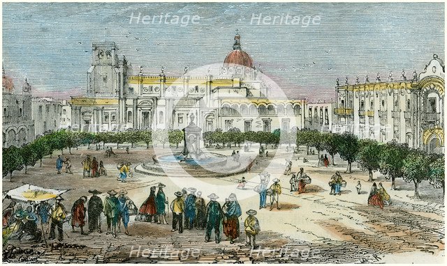 Plaza of Guadalajara, in the state of Jalisco, Mexico, c1880. Artist: Unknown