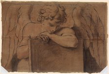 Cartoon Fragment for Adolescent Angel Leaning on a Tablet or Closed Book, ca. 1690-95. Creator: Marc Antonio Franceschini.