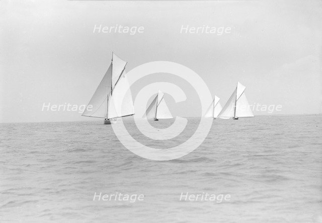 Group of cruisers on Cowes to Weymouth race, 1913. Creator: Kirk & Sons of Cowes.