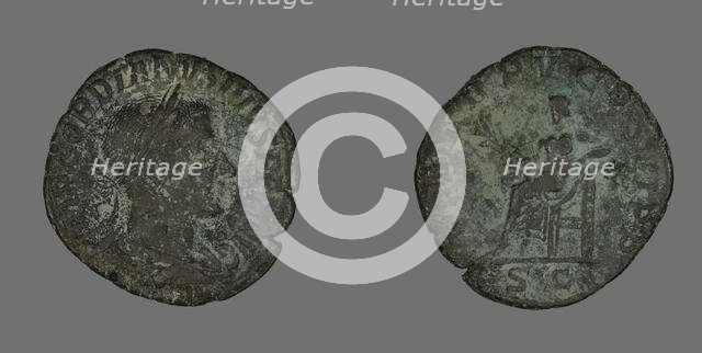 Sestertius (Coin) Portraying a Roman Emperor, 238-244. Creator: Unknown.