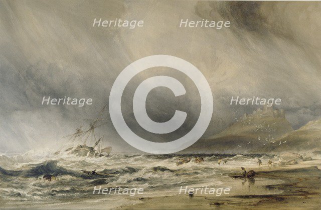 Bambourough Castle, 1852. Artist: Anthony Vandyke Copley Fielding.