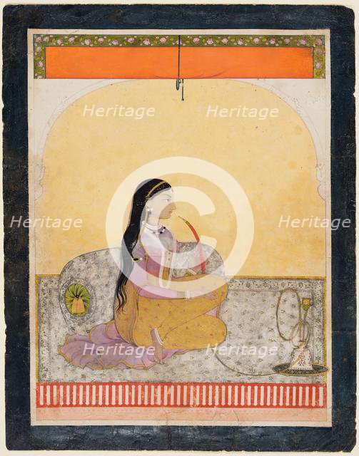 Seated Lady Smoking a Hookah, c. 1780. Creator: Unknown.
