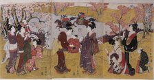 The Third Month, Triptych (from the series Twelve Months by Two Artists), 1801. Artist: Toyohiro, Utagawa (1773-1828)