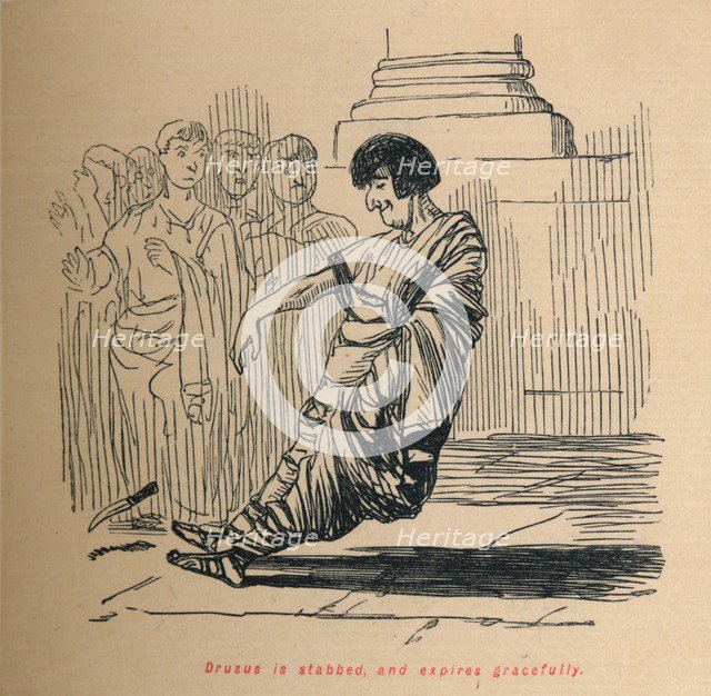 'Drusus is stabbed, and expires gracefully', 1852. Artist: John Leech.