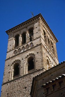 View of the Mudejar tower, Church of San Roman, Toledo, Spain, 2008.  Creator: LTL.