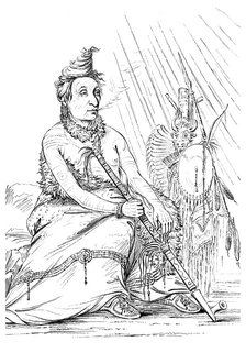 Portrait of 'Black Moccasin', Chief of the Minnetarees, 1841.Artist: Myers and Co