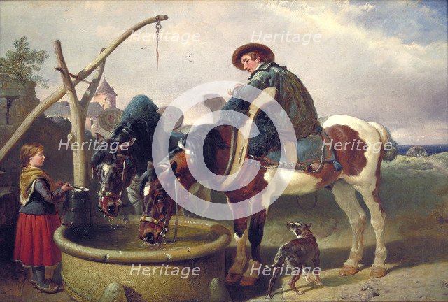 'Horses at a well', 1854-1857. Artist: John Frederick Herring I