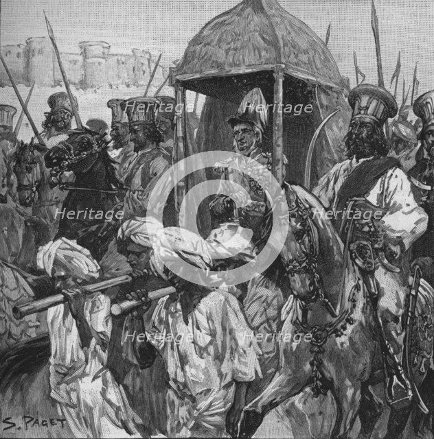 'Napier, In Full Uniform, Was Borne Into Hyderabad in a Magnificent Palanquin', 1902. Artist: Sidney E Paget.