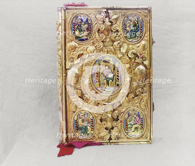 Gospel belonging to Metropolitan Iona in the vestry of the Assumption Cathedral..., 1911. Creator: Sergey Mikhaylovich Prokudin-Gorsky.