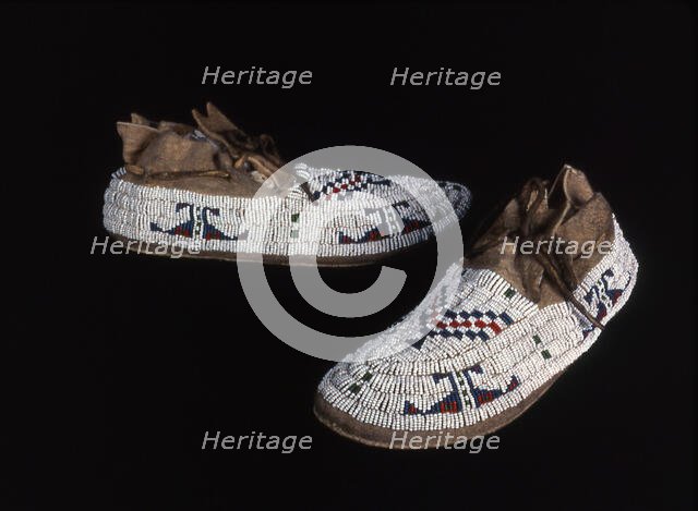 Pair of Moccasins, Plains, c. 1885. Creator: Unknown.