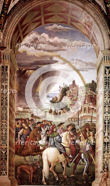 Enea Silvio Piccolomini (Pope Pius II) going to the Council of Basel.