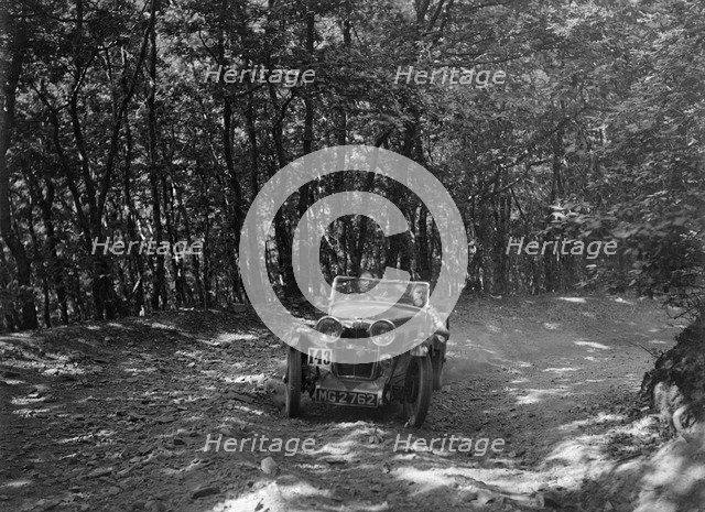 MG J2 competing in the B&HMC Brighton-Beer Trial, Fingle Bridge Hill, Devon, 1934. Artist: Bill Brunell.