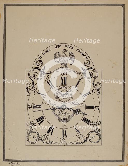 Clock, c. 1938. Creator: Nicholas Gorid.