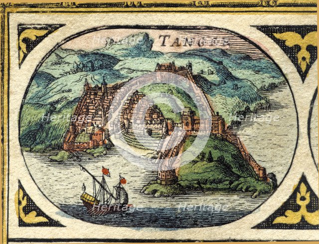 Tangier, colored engraving from the book 'Le Theatre du monde' or 'Nouvel Atlas', 1645, created, …