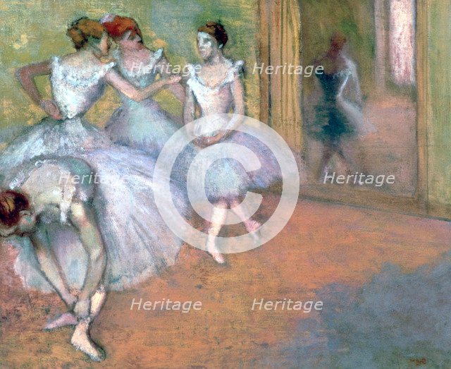 'Four Dancers in the Foyer', late 19th-early 20th century. Artist: Edgar Degas