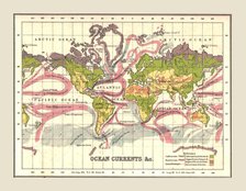 World Map showing Ocean Currents, 1902.  Creator: Unknown.