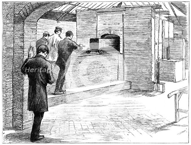 Cremation at the Cremation Society of England, St John's, Knaphill, Woking, Surrey, 1889. Artist: Unknown