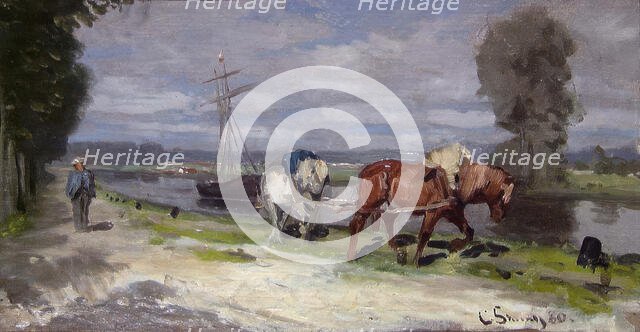 Canal in northern France, 1880. Creator: Christian Skredsvig.