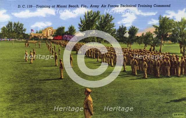 Training at Miami Beach, Florida, Army Air Forces Training Technical Command, USA, 1942. Artist: Unknown