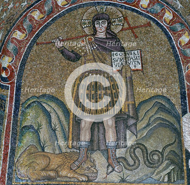 A mosaic of Christ dressed as a soldier, 6th century. Artist: Unknown
