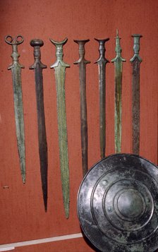 Bronze Swords and Shield from Bavaria. South Germany, 12th-8th century BC. Artist: Unknown.